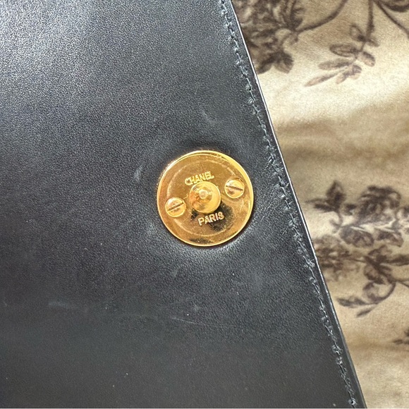 CHANEL Black Vintage Lizard Single Flap Bag Small GHW - Picture 12 of 15